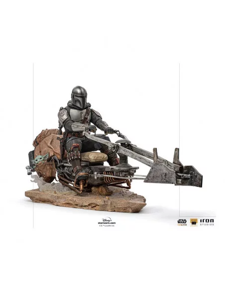 es::Star Wars The Mandalorian Estatua 1/10 Deluxe Art Scale Mandalorian on Speederbike 18 cm