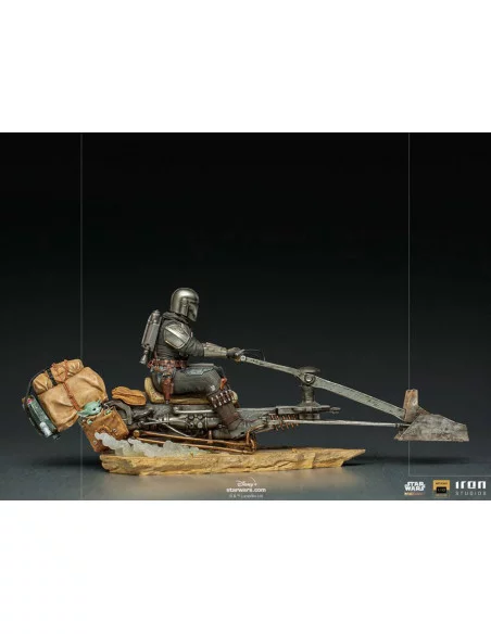 es::Star Wars The Mandalorian Estatua 1/10 Deluxe Art Scale Mandalorian on Speederbike 18 cm