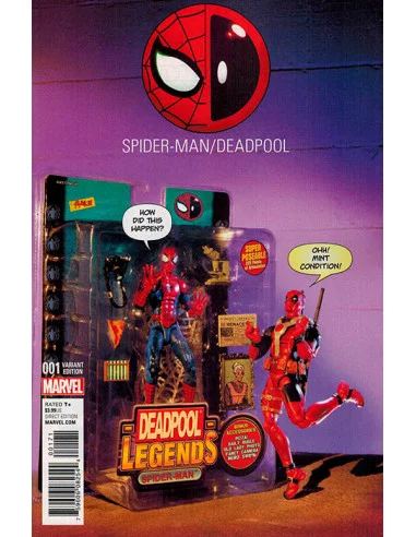 es::Spider-man Deadpool 1 Ultra rare Action Figure Photo Variant DF Signed By Fabian Nicieza
