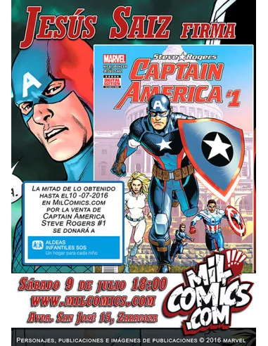 es::Captain America Steve Rogers 1 Firmado por Jesús Saiz - Marvel USA
