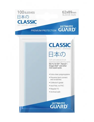 es::Ultimate Guard Classic Soft Sleeves Fundas de Cartas Tamaño Japonés Transparente 100