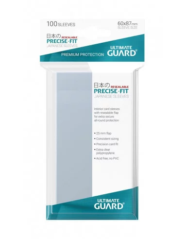 es::Ultimate Guard Precise-Fit Sleeves Fundas con cierre reutilizable Tamaño Japonés Transparente 100