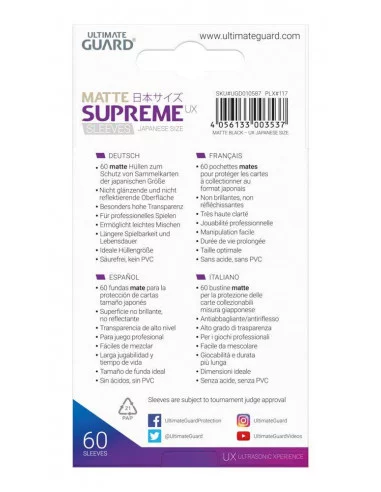 es::Ultimate Guard Supreme UX Sleeves Fundas de Cartas Tamaño Japonés Negro Mate 60
