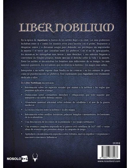 es::Aquelarre: Liber Nobilium - Suplemento para juego de rol