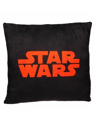 es::Star Wars Cojín cuadrado Logo naranja sobre negro