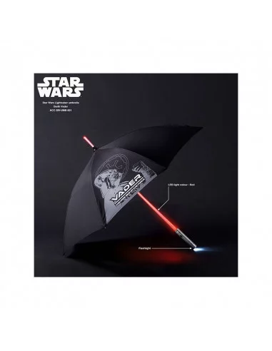 es::Star Wars Paraguas con luz Sable Láser Darth Vader 83,5 cm