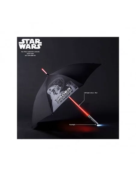 es::Star Wars Paraguas con luz Sable Láser Darth Vader 83,5 cm