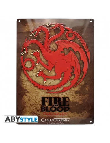 es::Juego de Tronos Placa metálica 'Targaryen' 38 cm