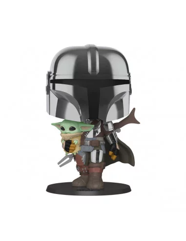 es::Star Wars The Mandalorian Super Sized POP! Vinyl Figura The Mandalorian holding The Child 25 cm