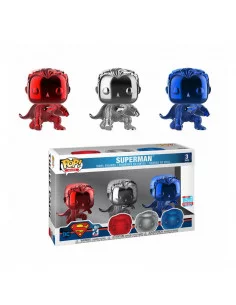 es::Justice League Pack de 3 Figuras POP! Superman Landing Chrome Fall Convention 2018 9 cm