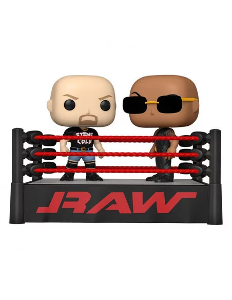 es::WWE Pack de 2 POP Moment! Vinyl Figuras The Rock vs Stone Cold in Wrestling Ring 9 cm