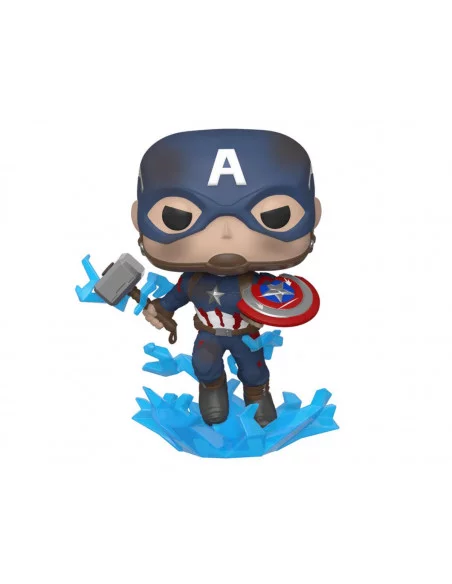 es::Avengers: Endgame POP! Movies Vinyl Figura Captain America w/Broken Shield & Mjölnir 9 cm