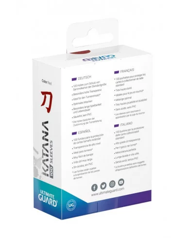 es::Ultimate Guard Katana Sleeves Tamaño Estándar Rojo 100 fundas para cartas