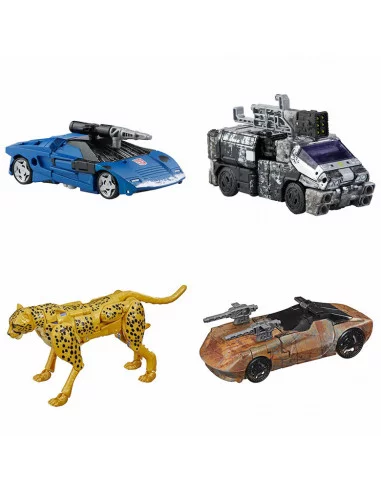 es::Transformers Pack 4 figuras DeepCover, Sparkless Bot, Cheetor y Desseus Drone War For Cybertron Trilogy Reissue Deluxe 14 cm