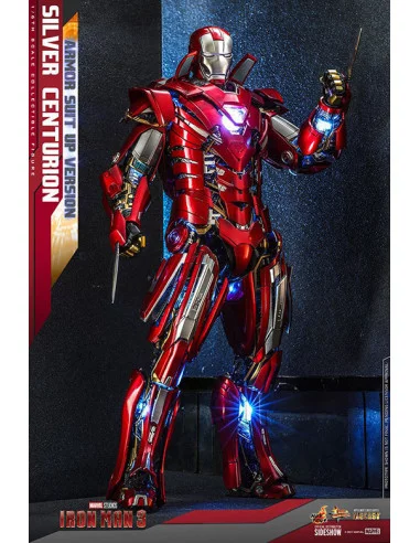 es::Iron Man 3 Figura Movie Masterpiece 1/6 Silver Centurion Armor Suit Up Version Hot Toys 32 cm