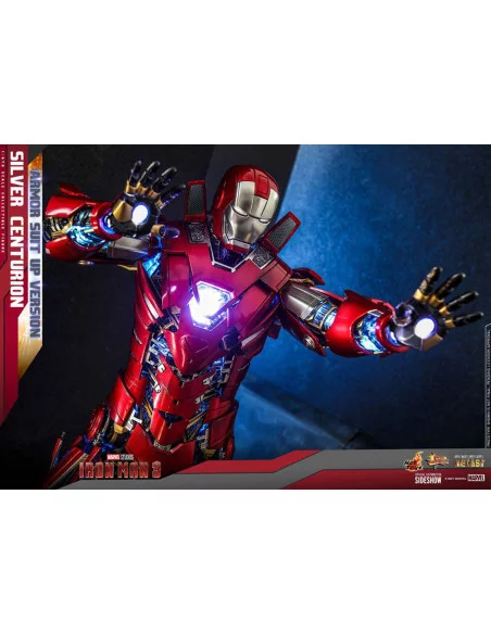 es::Iron Man 3 Figura Movie Masterpiece 1/6 Silver Centurion Armor Suit Up Version Hot Toys 32 cm
