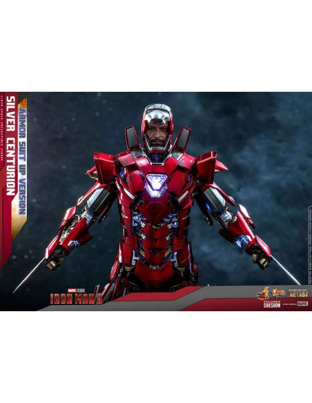 es::Iron Man 3 Figura Movie Masterpiece 1/6 Silver Centurion Armor Suit Up Version Hot Toys 32 cm