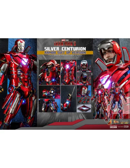 es::Iron Man 3 Figura Movie Masterpiece 1/6 Silver Centurion Armor Suit Up Version Hot Toys 32 cm