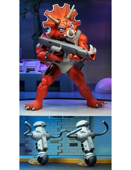 es::Tortugas Ninja Pack de 3 Figuras Triceraton Infantryman & Roadkill Rodney 18 cm