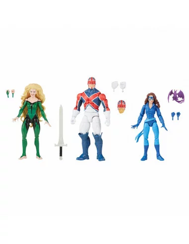 es::Marvel Legends Pack de 3 Figuras Meggan, Capitan Britania y Kitty Pryde 15 cm