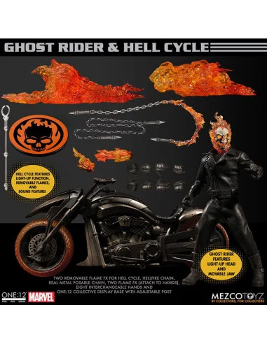 es::Ghost Rider Figura & Vehículo con luz y sonido 1/12 Ghost Rider & Hell Cycle One:12 Collective