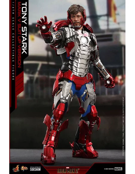 es::Iron Man 2 Figura 1/6 Tony Stark Mark V Suit Up Version Hot Toys 31 cm