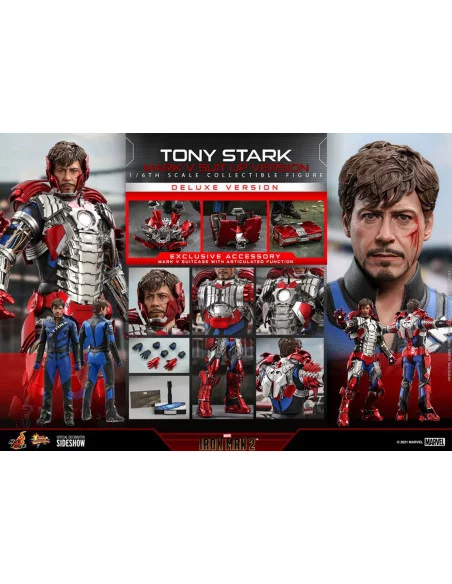 es::Iron Man 2 Figura Deluxe 1/6 Tony Stark Mark V Suit Up Version Hot Toys 31 cm