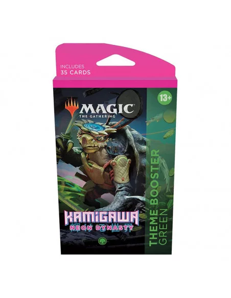 es::Magic the Gathering Kamigawa Neon Dynasty Verde Theme Booster en inglés