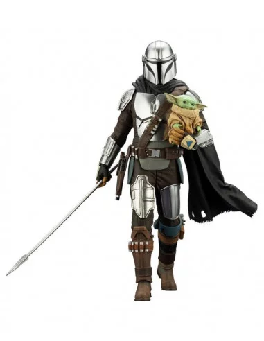 es::Star Wars The Mandalorian Estatua ARTFX 1/10 Mandalorian & Grogu with Beskar Staff 18 cm