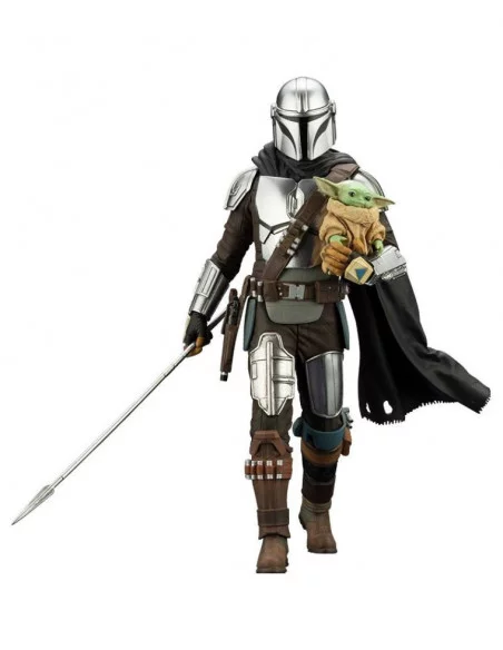 es::Star Wars The Mandalorian Estatua ARTFX 1/10 Mandalorian & Grogu with Beskar Staff 18 cm