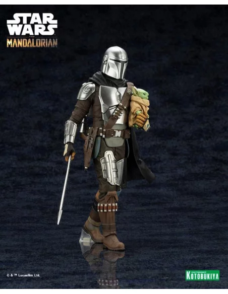 es::Star Wars The Mandalorian Estatua ARTFX 1/10 Mandalorian & Grogu with Beskar Staff 18 cm