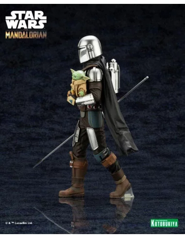 es::Star Wars The Mandalorian Estatua ARTFX 1/10 Mandalorian & Grogu with Beskar Staff 18 cm