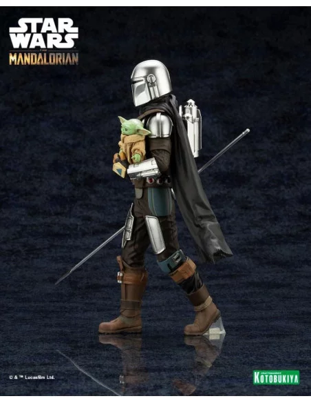 es::Star Wars The Mandalorian Estatua ARTFX 1/10 Mandalorian & Grogu with Beskar Staff 18 cm