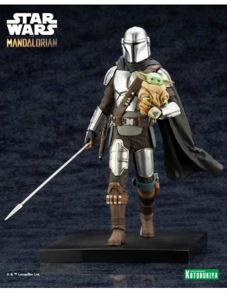 es::Star Wars The Mandalorian Estatua ARTFX 1/10 Mandalorian & Grogu with Beskar Staff 18 cm