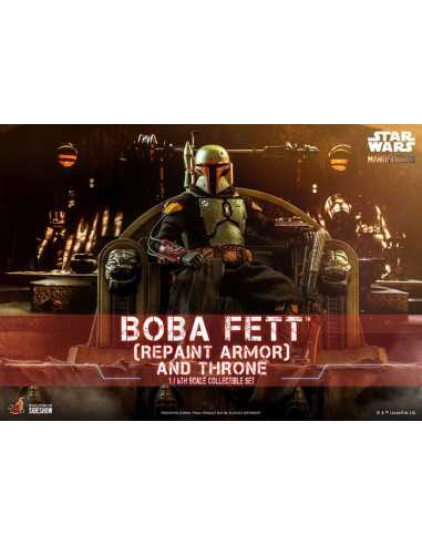 es::Star Wars The Mandalorian Figura 1/6 Boba Fett Repaint Armor and Throne Hot Toys