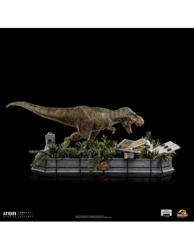 es::Jurassic Park Estatua 1/20 Demi Art Scale T-Rex attacks Donald Gennaro 30 cm