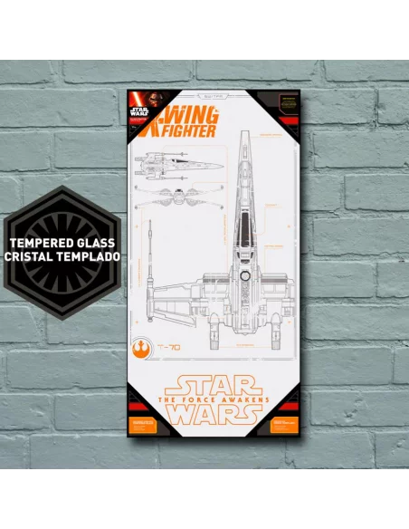 es::Star Wars Episodio VII: X-Wing Planos Póster de vidrio 60 x 30 cm
