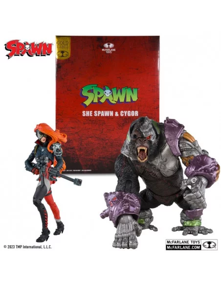 es::Spawn Pack de 2 Figuras She Spawn & Cygor (Gold Label) 18 cm