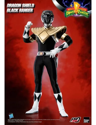 es::Mighty Morphin Power Rangers Figura FigZero 1/6 Dragon Shield Black Ranger 35 cm