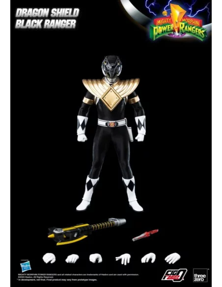 es::Mighty Morphin Power Rangers Figura FigZero 1/6 Dragon Shield Black Ranger 35 cm