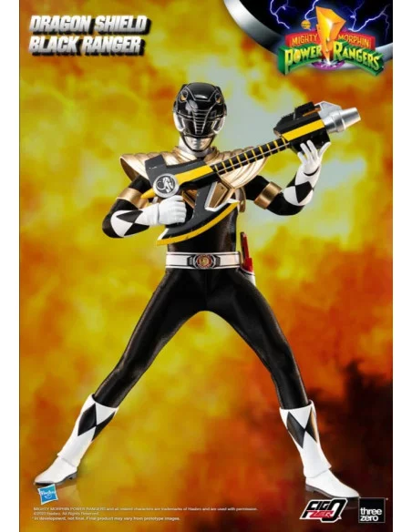 es::Mighty Morphin Power Rangers Figura FigZero 1/6 Dragon Shield Black Ranger 35 cm