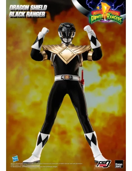 es::Mighty Morphin Power Rangers Figura FigZero 1/6 Dragon Shield Black Ranger 35 cm