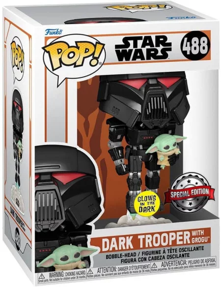 es::Star Wars Mandalorian Funko POP! Dark Trooper w/Child 9 cm