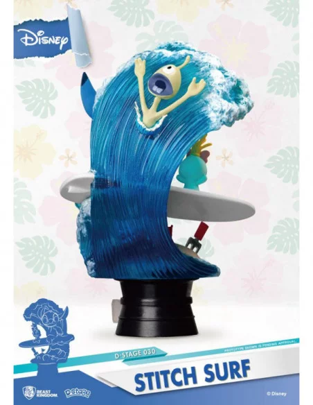 Disney Summer Series Diorama PVC D-Stage Stitch Surf 15 cm