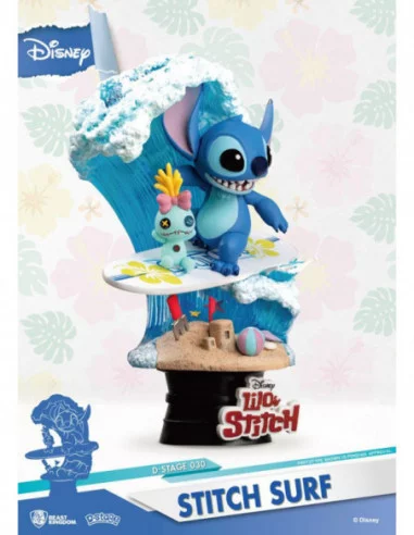 Disney Summer Series Diorama PVC D-Stage Stitch Surf 15 cm