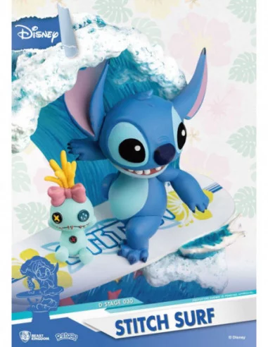 Disney Summer Series Diorama PVC D-Stage Stitch Surf 15 cm