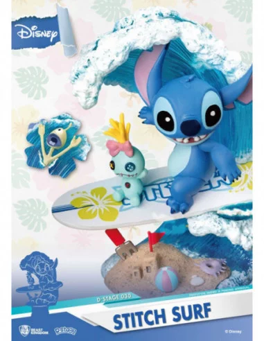 Disney Summer Series Diorama PVC D-Stage Stitch Surf 15 cm