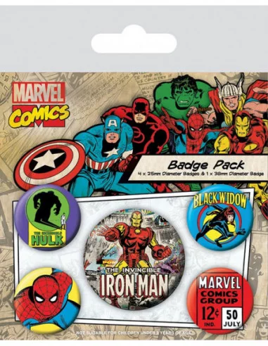Marvel Comics Pack 5 Chapas Iron Man