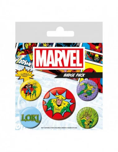 Marvel Pack 5 Chapas Loki Comic