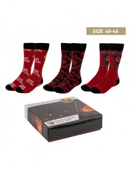 La casa del dragón Pack de 3 Pares de calcetines 40-46